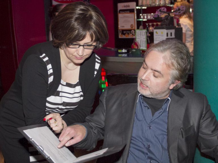 autorka knihy Renáta Novotná a Ondřej Kepka, který byl moderátorem křestu - 2014-11-6681